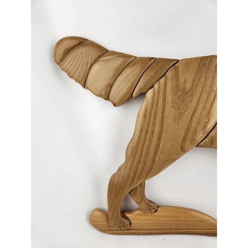 Large Wood Hand Crafted Intarsia Golden Retriever Handmade Wall Art‎ Artisan Dog